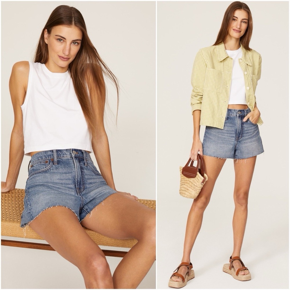 Madewell Medium Blue High-Rise Cutoff Denim Shorts